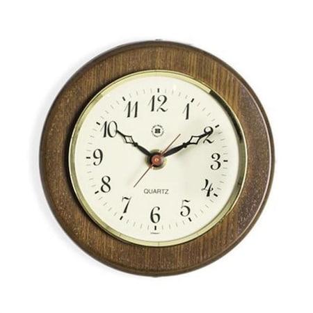 Bey Berk International Bey-Berk International 5 in. Quartz Clock on Cherry Wood with Brass Bezel WS071